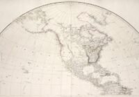 Antique map of north america with grid lines