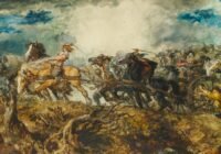 a painting of a group of men on horses
